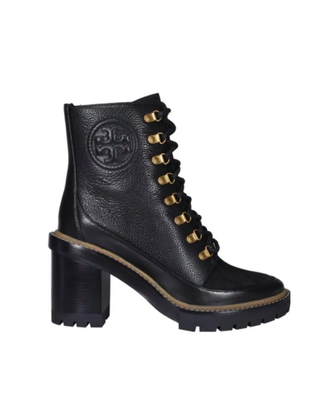 Tory Burch Miller Lug Sole Heel Moto Leather Boots